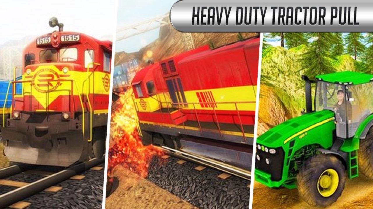 Chained Tractor Towing Train Simulator