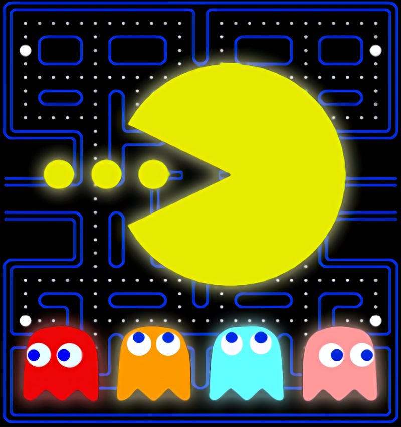 Capa do jogo com o Pacman e os fantasmas